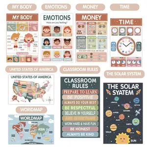 Bohemian Baby: 18-Piece Early Learning Poster Set – Ignite Imagination with Artful Alphabet & Whimsical World
