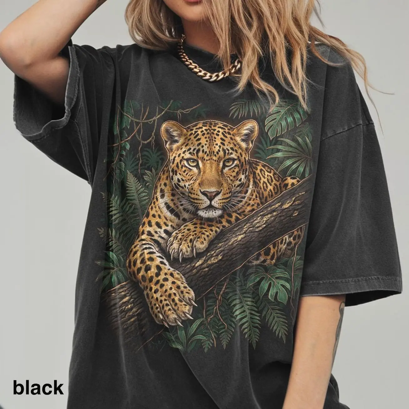 Vintage Leopard Shirt Jungle Wildlife Graphic Tee Tropical Safari Animal Gift O