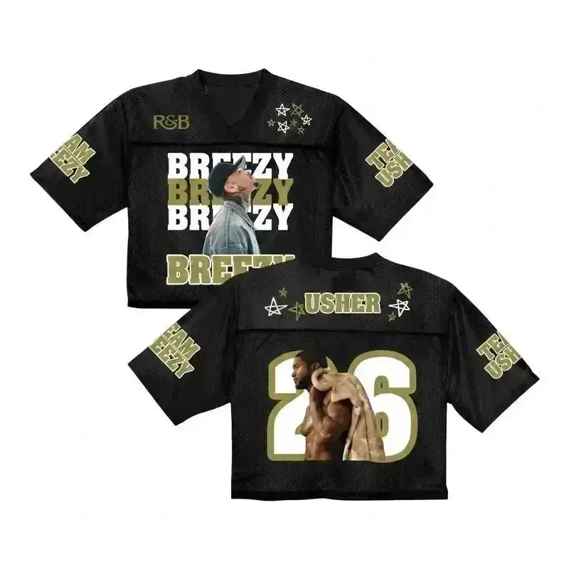 Oversized Mesh Crop Football Jersey - R&B Music Tour Inspired, Hip Hop Concert Streetwear, Festival Game Day Top