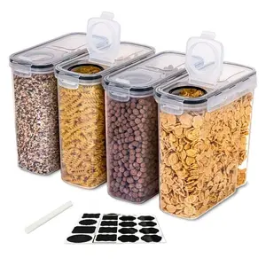 4pcs Reusable Airtight Cereal Storage Tank Containers Kitchen Utensils