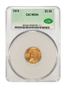 1915 $2.50 Gold Indian CAC MS64