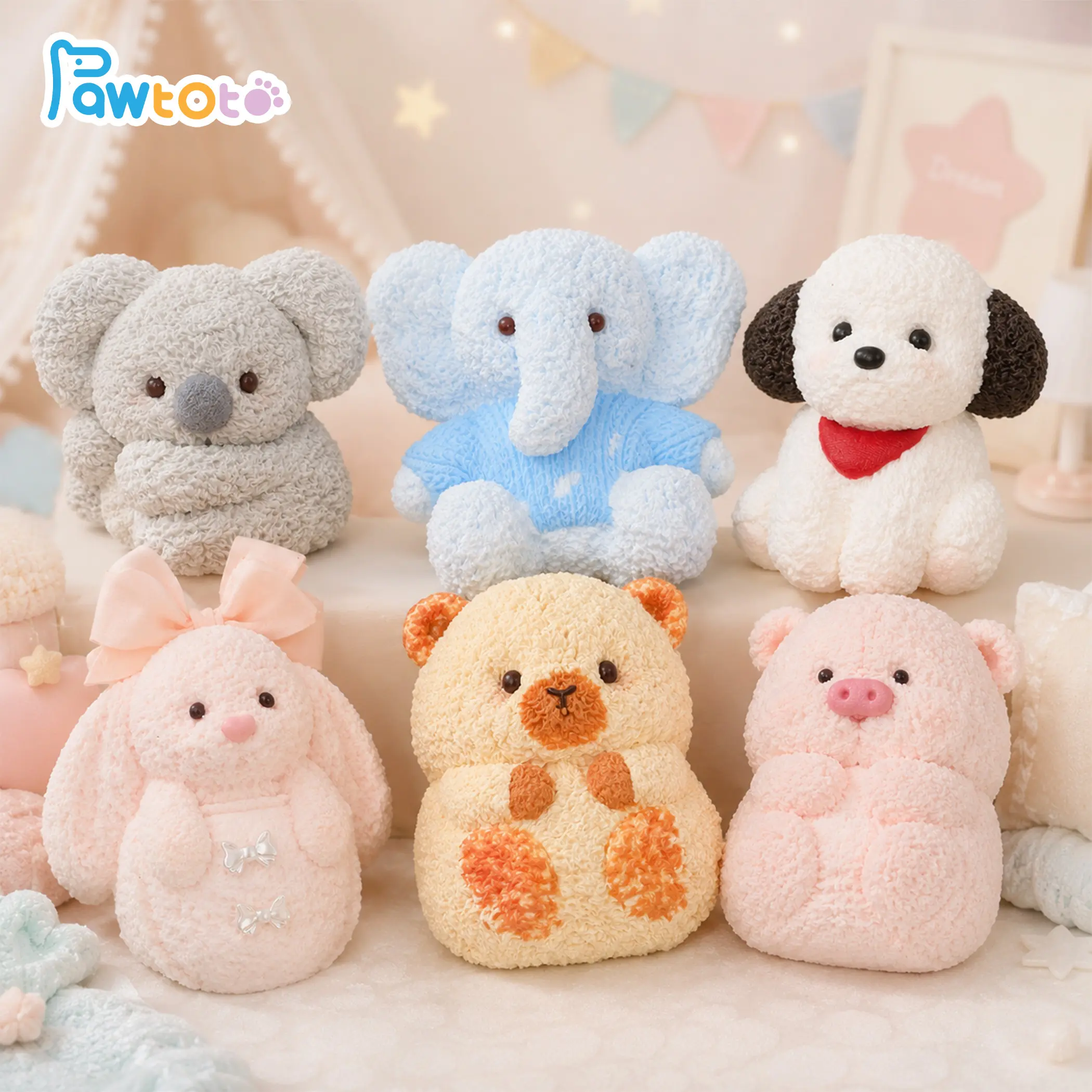 Pawtoto Kawaii Squishies Stress Relief Toy - Handmade Food-Grade Silicone Decompression Squeeze Balls, Squishies Fidgets for Summer Sensory Relief