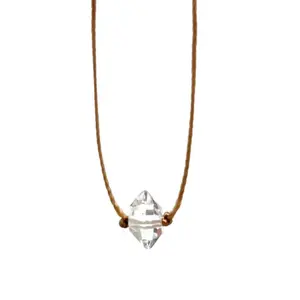 Herkimer Quartz Cord Necklace Sterling Silver Merelani Designs Natural Gemstone Crystal Single Drop Handmade