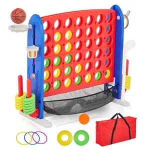 Garvee Giant 10.2 cm One Row, Game with Carrying Bag and Mesh Fabric, 3-level Height Adjustable, Jumbo Game with 4 Points, Giant Game with Basketball, Golf and Ring Toss, for Family Celebration