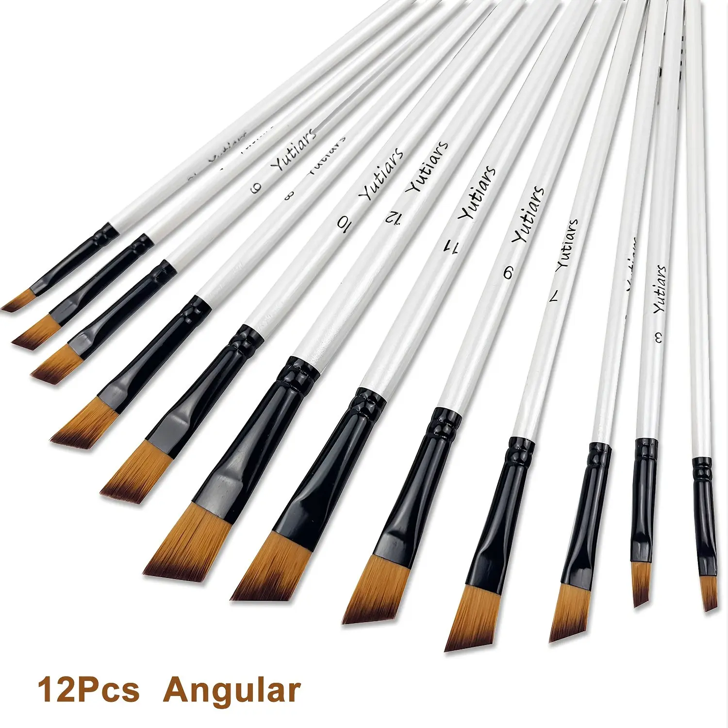12/48Pcs Professional Quality Art Watercolor Brushes White Nylon Round Tip Set for Acrylic and Brushes for Face Body Nail Art