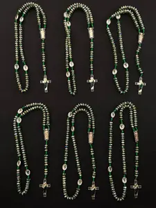 6Pcs/set Saint Jude Necklace Easter Rosary Bead Necklace, Vintage Artificial Crystal Decor Pendant Necklace, Blessing Charm Catholic Handmade Jewelry for Women & Men for Birthday Gift