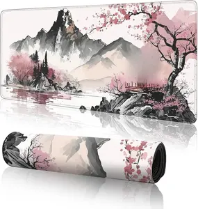 [New Deal] - Watercolor Cherry Blossom Large Gaming Mouse Pad,Mouse Pad Gaming 31.5 x 11.8 in Mouse Mat Desk Pad,Large Desk Mat,Extended Keyboard Mousepad with Non-Slip Base and Stitched Edge for Desk Home Office