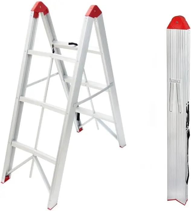 LEADALLWAY Foldable 3-Step Triangular A-Frame Aluminum Ladder, Compact Portable Twin Front Stool, EN131 Certified, 330lb Capacity