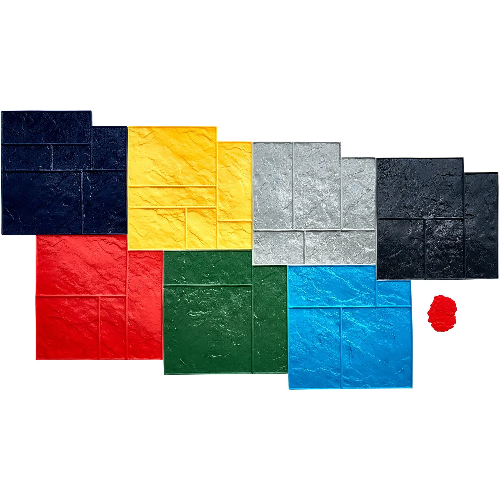 【summerfinds】VEVOR Concrete Stamps Mat, 24 x 24 in, 7 pcsConcrete Texturing Skin Polyurethane Stamp Stone Tile Texture Mat, Slate floor Imprint Seamless Stamp Concrete Molds for Outdoor Decorative, Muti-color