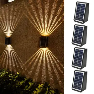 Solar Wall Lights Outdoor Up and Down IP65 Waterproof Exterior Sconces for House, Garden, Yard, Garage, Porch - 4 Pack Weather Resistant Easy Installation Decorative Lighting Battery Capacity
