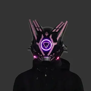 Reflective Cyberpunk Full-Face Plastic Helmet, Lightweight Comfortable Techwear Mask with Strap for Halloween Cosplay, Festivals