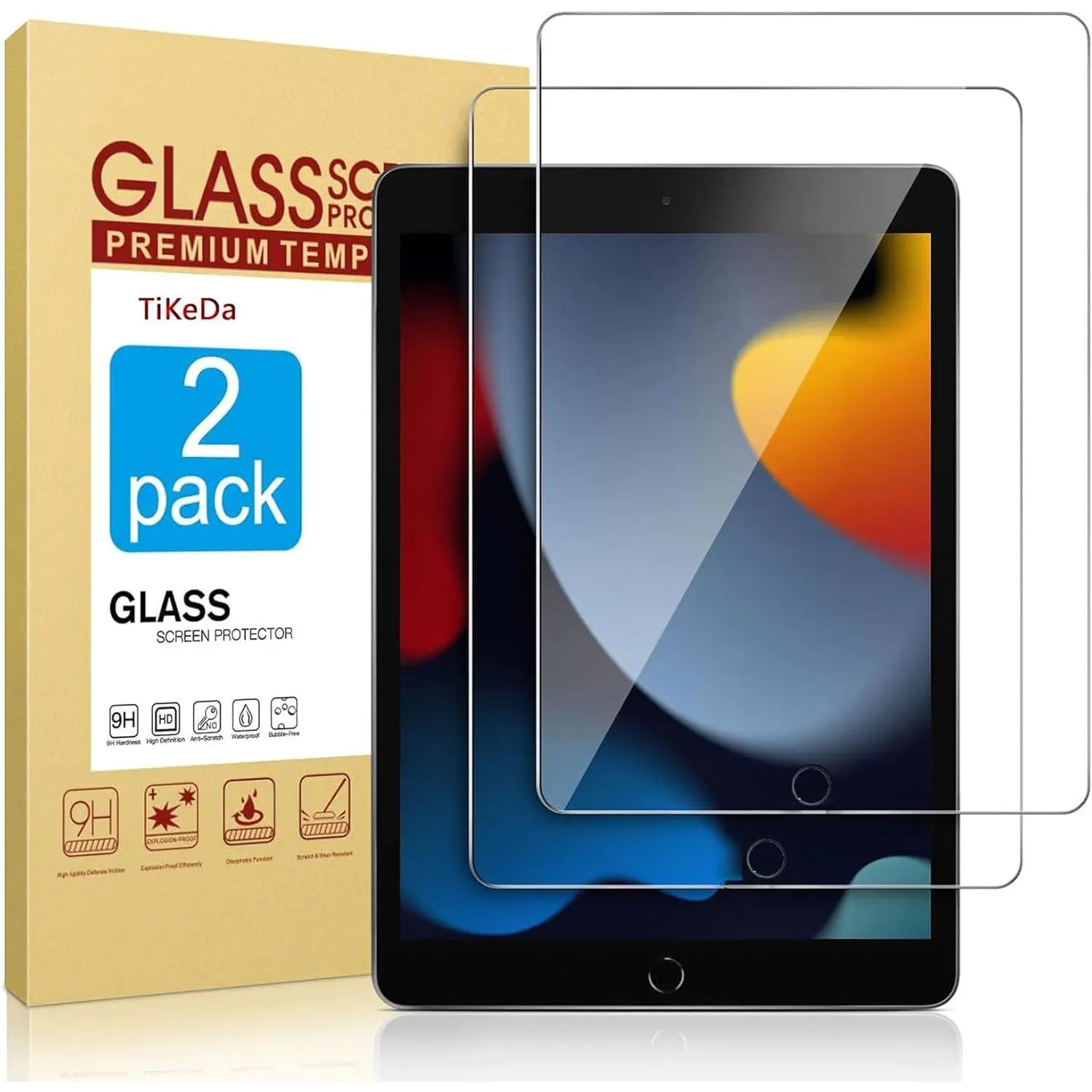 2 Pack Screen Protector for iPad 9th 8th 7th Generation 10.2 Inch,Tempered Glass Film for iPad 9 8 7 (2021/2020/2019),Case Friendly & Apple Pencil Compatible