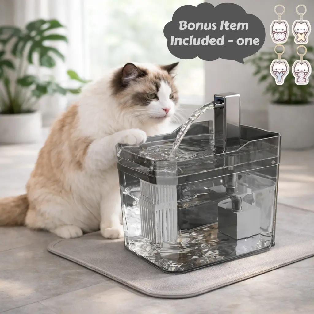Ultra-Quiet Automatic Pet Water Fountain for Cats & Dogs, USB-Powered Circulating Fresh Supply, 4-Stage Filtration, Visible Level Window, No Battery Needed, Ideal for Home & Travel