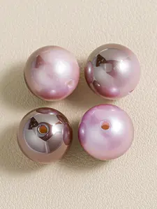 200/30pcs Bead Set for Handmade Jewelry, Mabe Two-Tone Plated Beads, Ombre Solid Color Round Beads, DIY Bracelet Phone Chain Accessories