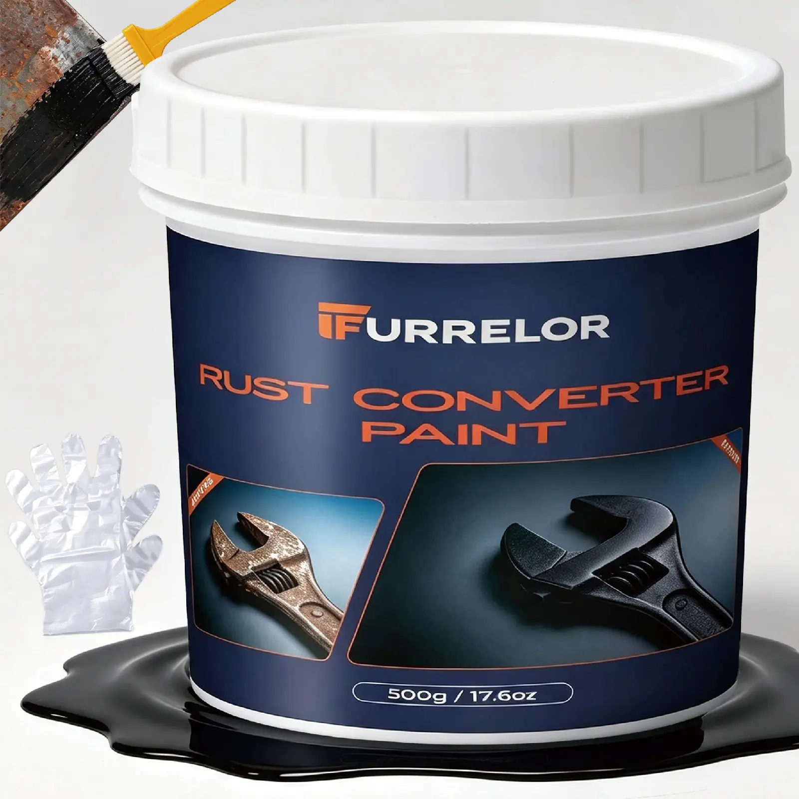2-In-1 Anti-Corrosion Rust Converter & Metal Primer Brush-On Paint, 17.6oz Corrosion Stopper Solution for Chassis, Trailers - Home Improvement Paint Supplies