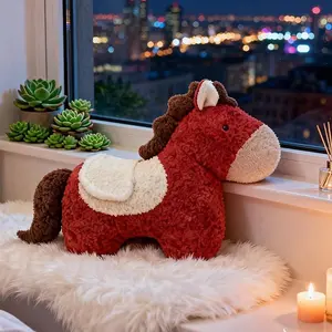 Horse Year Mascot Cushion Uniquely Shaped Toy Sofa Living Room Decoration Throw Pillow Gift