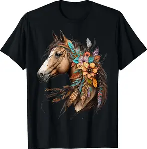 Hold Your Horse Funny Meme For Men Women T-Shirt Floral Wild Horse Country Horse Riding T-Shirt