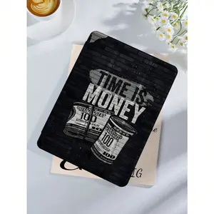 Time Is Money Black Protective Case - Auto Sleep/Wake, Compatible with iPad Air4/Air5 10.9" / iPad 7/8/9/10 10.2" / Kindle Paperwhite 12th Gen 2024 / Kindle 11th Gen 2022 / Galaxy Tab S6 Lite 10.4"