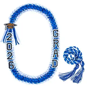 2026 Graduation Leis for Him/Her - Hand-Woven Ribbon Lei and Honor Cord 11-Piece Set, Adjustable DIY Lei with Safety Pins for Class of 2026 Ceremony Gift
