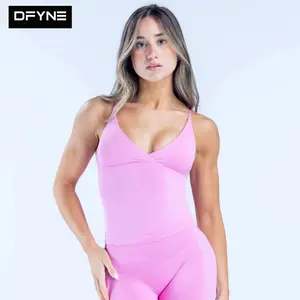 DFYNE Vision Twist Front Longline Top| Seamless Gym Shirt, Flattering Ruched Workout Tee, Athletic Yoga Activewear Top