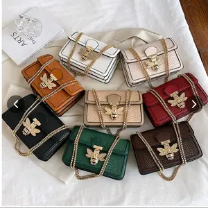 Elegant Chain Strap Crossbody Bag with Bee Design in Multiple Colors for Women's Fashion