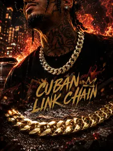 9018  Full Iced Out Square Box Clasp Thick Gold Cuban Link Chain Solid Heavy Curb Chain Fit All Hip Hop Pendants For Men Women