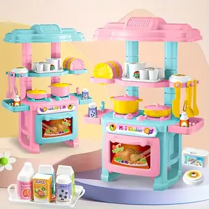 Kitchen Toy Role Play Baby Simulated Cooking Mini Dining Table Cookware Set, Play Kitchen Accessories, Kids Pretend Play Food Making Kit