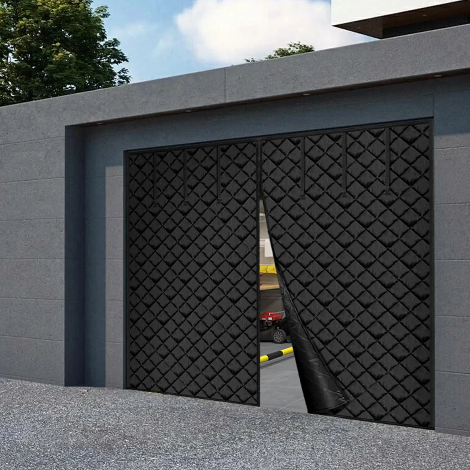 Winter-Ready Garage Door Screen With Insulation Kit, 8.3 X 7.15 Ft, Weatherproof Mesh To Block Drafts And Pests, Energy Saving And Temperature Control, Easy Install, Durable Frame, Magnetic Closure For Tight Fit