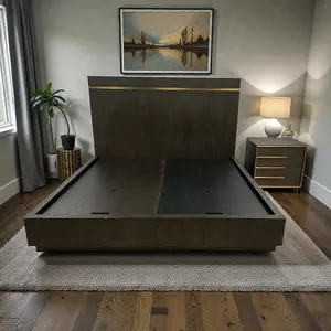 Restoration Hardware Bezier Panel King Bed and Closed Nightstand Set