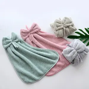 1/4pcs Super Soft Microfiber Hanging Hand Towel , High Absorbency Quick-Dry, Loop Design Non-Shedding Skin-Friendly, Machine Washable for Home Kitchen & Bathroom