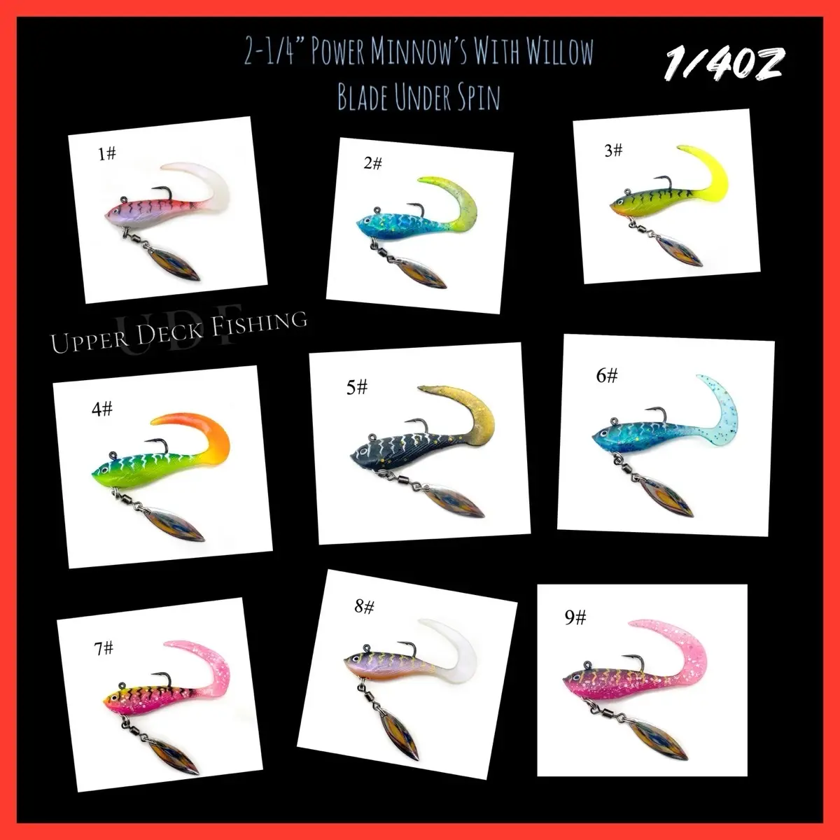 2-1/4” Power Minnows - Curly Tail & Willow Blade Fishing Bait for Freshwater and Saltwater Fishing 1PC