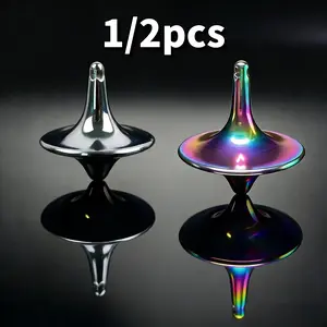 1/2pcs portable desktop rotating decompression toy, Sensory Stress Reliever, Stress Relief Tools, portable handheld gyroscope with hole design, durable metal structure, suitable for office relaxation