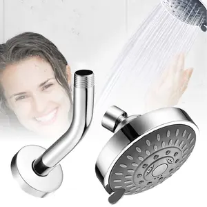 Stainless steel elbow+4-inch five gear shower, filter shower head with LED light, seven spray modes, add fun to your daily shower, and make you and children love bathing