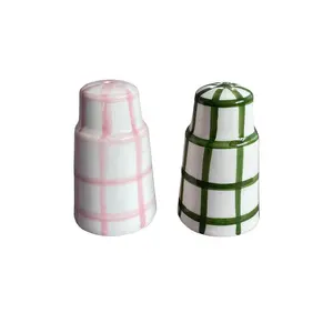 Vaisselle Salt N' Pepa Salt & Pepper Dispenser in White, Pink & White, Forest Green Gingham