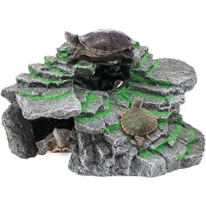 Turtle Basking Platform Turtle Tank Decoration for Aquariums & Terrarium, Turtle, Lizard, Reptile Habitat Hideout (Black)