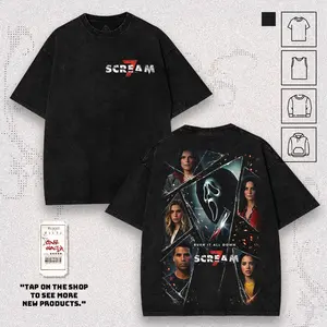 [Collection] Scream 7 Final Chapter Graphic T-Shirt Vintage Horror Cinema Streetwear Menswear Oversized Cotton Tee Aesthetic Cult Classic Movie Crewneck Premium Gothic Film Urban Distressed Mineral Wash Black Unisex