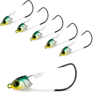 Swimbait Jig Heads for Bass Fishing, Weighted Jig Hooks for Paddle Tail Soft Plastic Lures, 3/16oz 1/4oz 3/8oz 1/2oz High Carbon Steel, Freshwater Saltwater Fishing