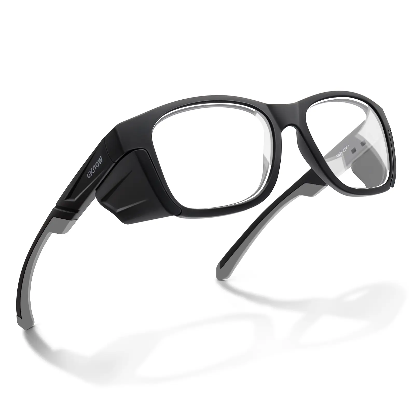 UKNOW Unisex Photochromic Safety Glasses with Removable Side Shields, Clear UV-Protective Lens, ANSI Z87.1 Certified Eyewear for Indoor & Outdoor Use Construction Industrial