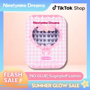 Ninetynine Dreams [NO GLUE] Sugarpluff Self-Adhesive Lashes | 9-13mm C Curl Press-On No Glue Required Lash Clusters - Fluffy Spiky Cat-Eye Anime Manhua Style Beginner-Friendly Reusable Lightweight Daily Eyelashes with Ultra-Thin Self-Stick Jelly Band