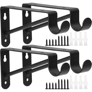 4 Pcs Wall Mounted Closet Shelf & Rod Brackets, 5.9 Inches Heavy Duty Shelf Bracket with Rod Holder, Closet Shelves Support Bracket with Screws