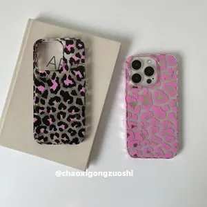 Fashion Leopard Pink Purple Soft Phone Case for IPhone 15 14 12 13 11 16 Pro Max XR XS 12 13 MINI Y2k Shockproof and Drop-proof Back Cover Soft Protective Cover