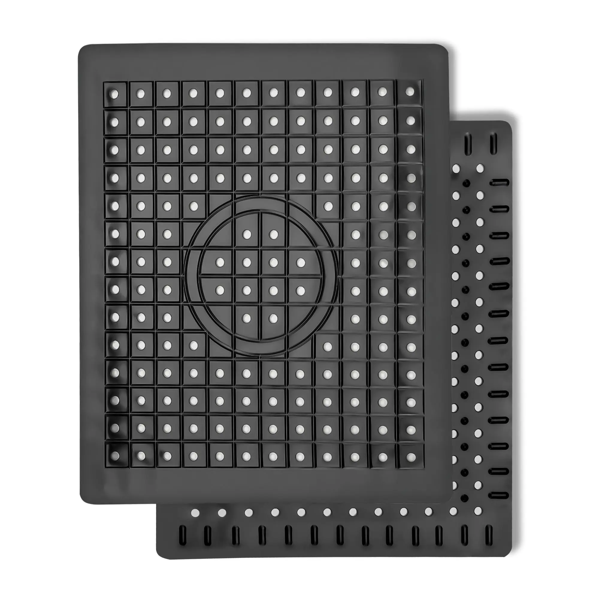 2 Pack Black Kitchen Sink Mats, 12"x 10" Rectangular Grid Sink Protector, Fast Draining Dish Drying Mat for Sink Bottom Protection