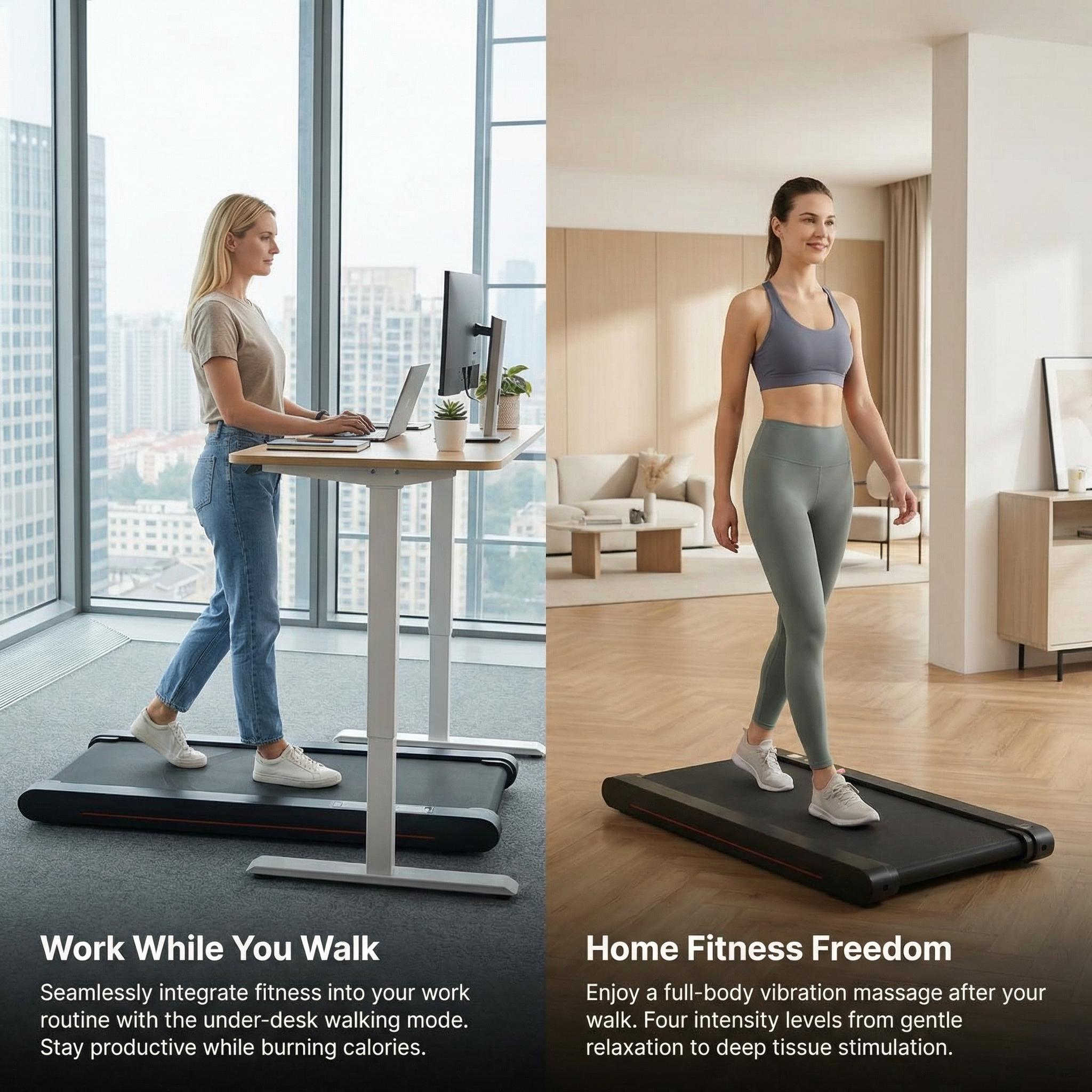 P1 3-in-1 Walking Pad Treadmill with Vibration Plate, App & Remote Control, Ultra-Quiet Servo Motor, Lightweight Under Desk Treadmill for Home & Office, 22 lbs Compact Fitness Machine