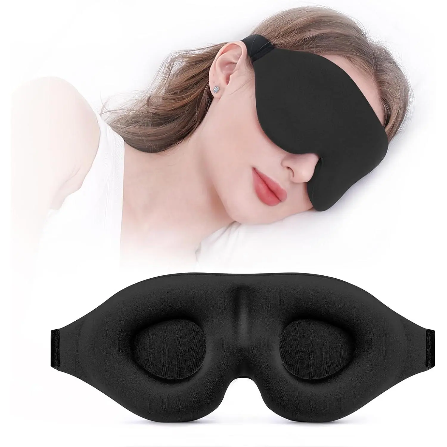 3D Sleep Mask for Side Sleeper - Complete Light Blocking Contoured Eye Mask, Soft Breathable Zero Pressure Blindfold for Women Men, Relaxing Night Cover for Deep Sleep