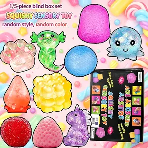 1/5 piece set - Soft slow rebound pinch music blind box, slow rebound decompression toy, soft Q-bounce release toy, suitable for children, anxiety relief sensory toy, party gift, birthday gift -1/5 random color and style items