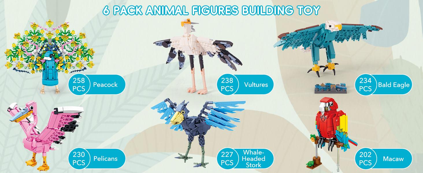 Bird Building Blocks Set 8 Pack Animal Brick Toys, DIY Bird Figures Kit Toucan Crane Seagull Crow, STEM Building Set for Kids Boys Girls, Party Favors Classroom Prizes Easter Gifts Ages 6+ Bird Building Blocks Set 8 Pack Animal Brick Toys, DIY Bird Figures Kit Toucan Crane Seagull Crow, STEM Building Set for Kids Boys Girls, Party Favors Classroom Prizes Easter Gifts Ages 6+