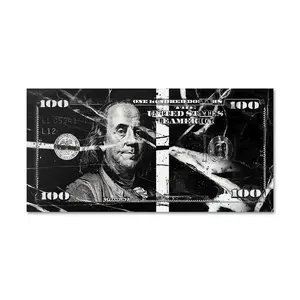 100 Dollar Theme Canvas Posters Wall Art Prints Vintage Hundred Dollar Bill