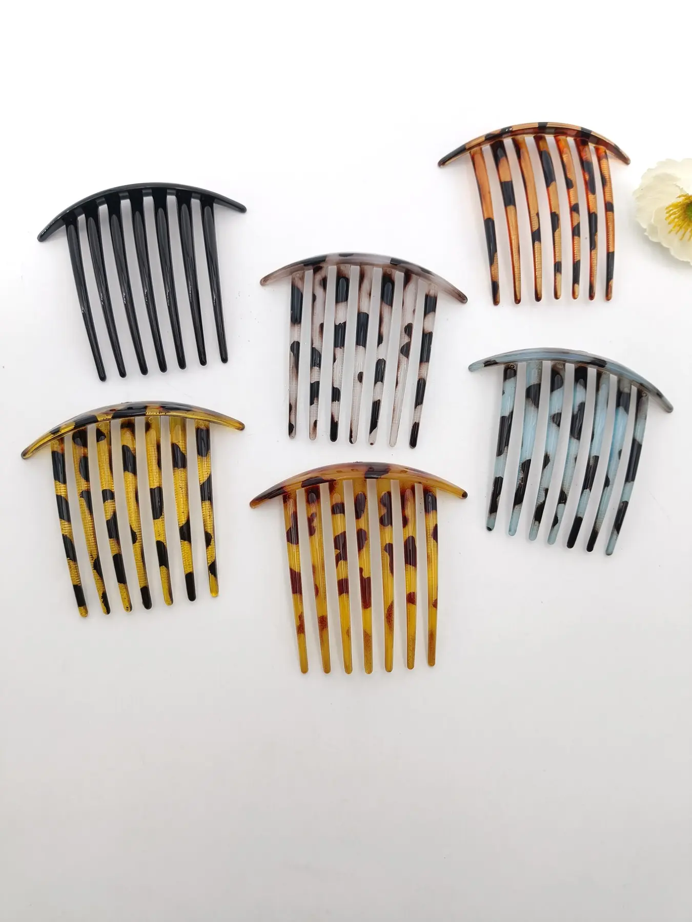 6pcs Anti-Slip Leopard Print Plastic Hair Combs, 7 Teeth Styling Comb Set for Women, Daily Commute Party Versatile Gift