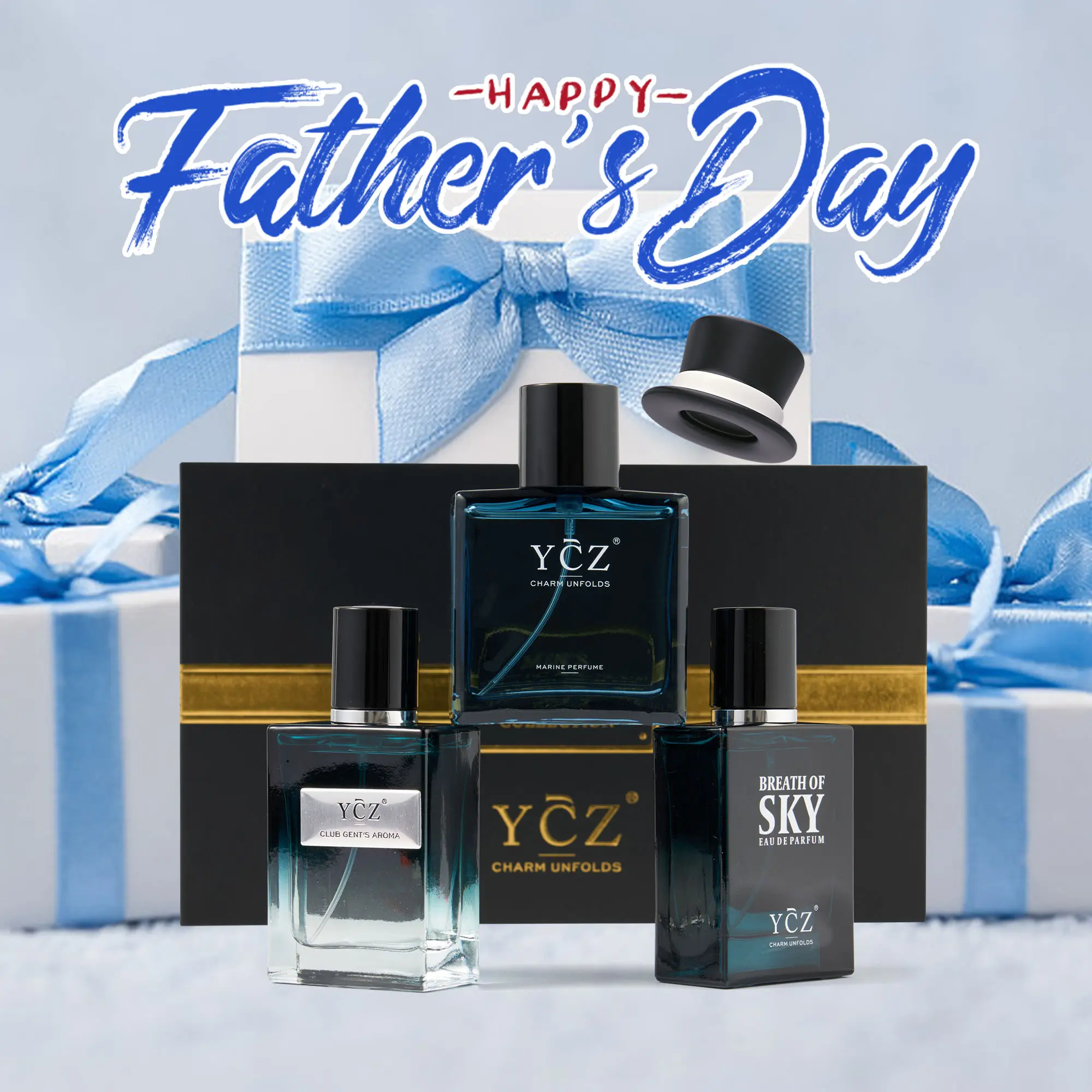 YCZ Men's Mystic Allure Collection Fragrance Set |YCZ Club Marine & Breath of Sky Eau De Cologne Gift Box with Long Lasting Light Scent for Any Occasion Perfume Gift Sets Perfume Sample Set#Summervibes|Father's Day Gifts