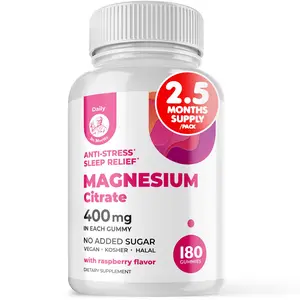 DR. MORITZ Magnesium Gummies for Adults 400 mg Sugar-Free Raspberry Flavor 180 Count Vegan & Halal Anti-Stress Sleep Relief 2.5 Months Supply